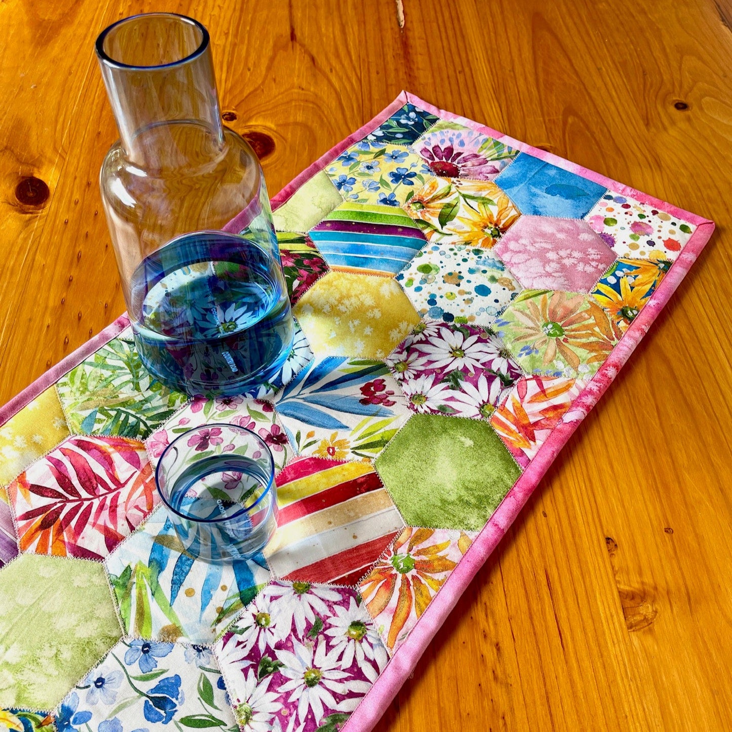 Floral Quilt as you go Table Runner