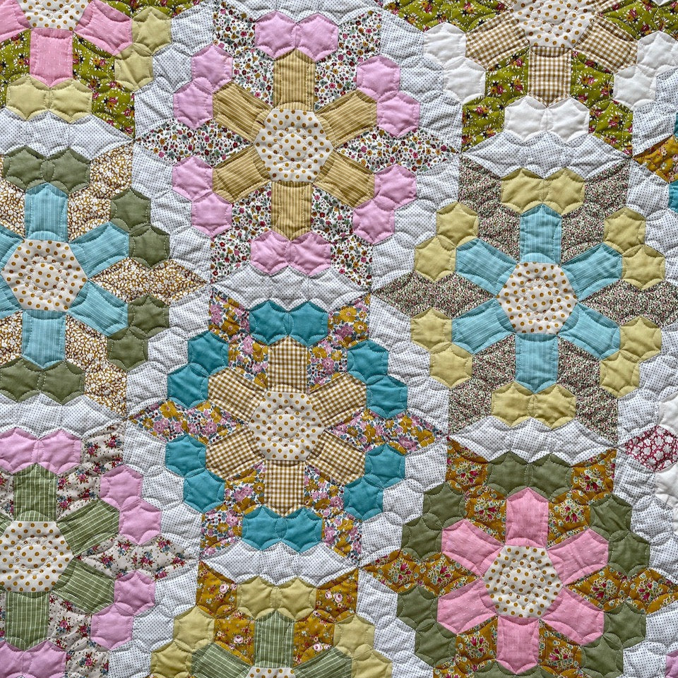 Spring Garden Quilt showing more detail of the design and colours