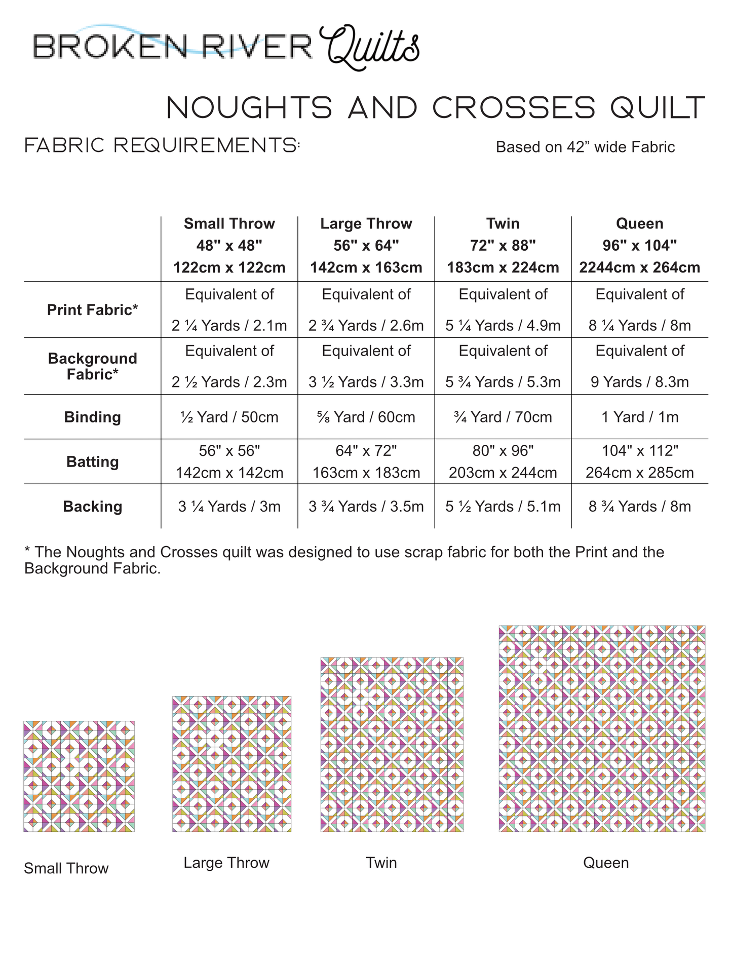 Noughts and Crosses Quilt- Scrap Friendly PDF Pattern