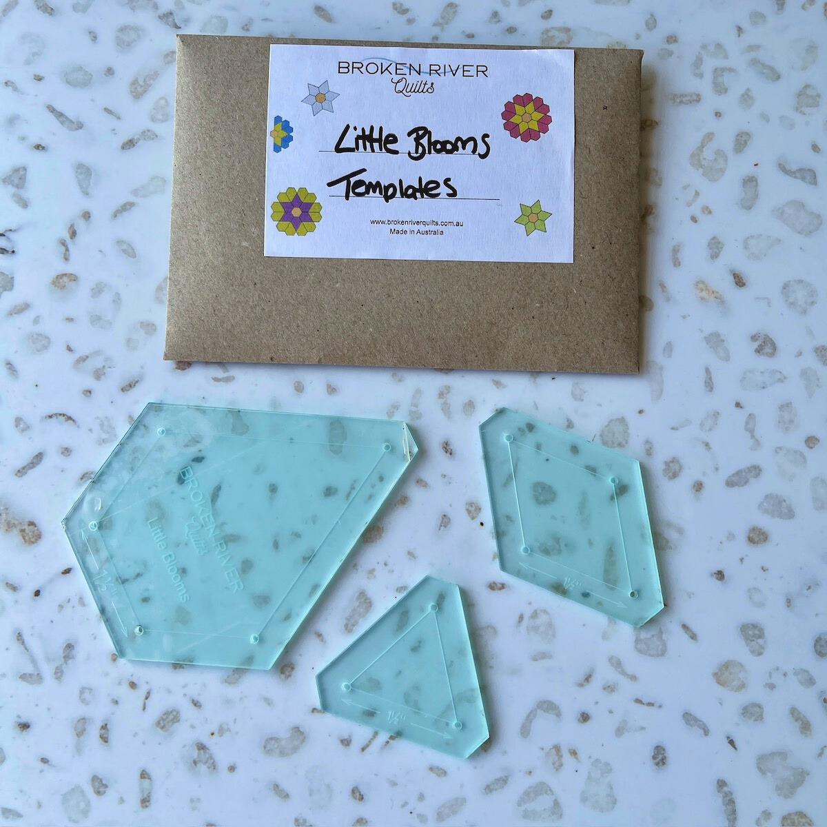 Little Blooms Template Set with 1 1/2" Jewel, Diamond and Triangle.