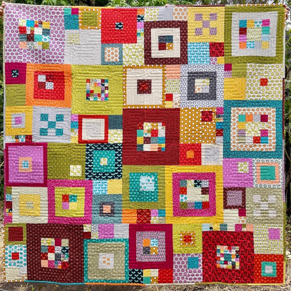 The Squared Quilt being shown in full so that you can see all of the different squares